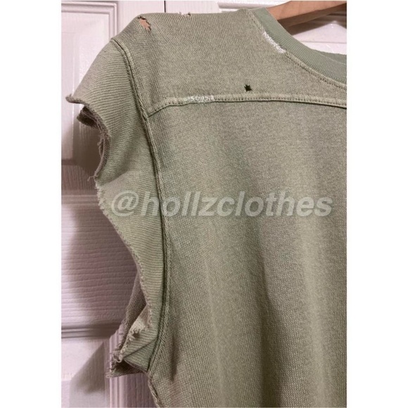 Free People Distressed Warrior Tee Sage XS - Picture 3 of 10